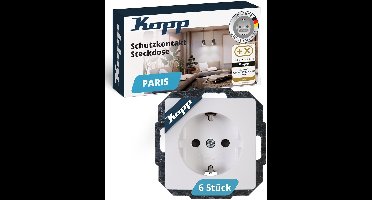 Kopp 920702011 Wandcontactdoos met randaarde Inzetstuk Paris Wit 6 stuk(s)