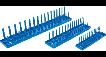BGS Speciaal Doppen rekhouder - Doppenrail -  voor 1/4 - 3/8 en 1/2 doppen - krachtdoppen - dopsleutels - set van 3 staande houders - BGS67158