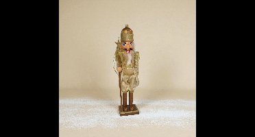 Luxe gouden notenkraker met staf en glitters – 60 cm hoog, klassiek kerstfiguur