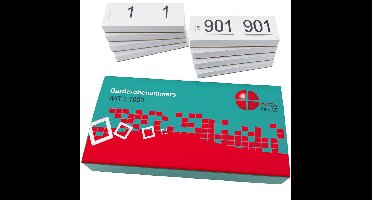Benza - Garderobenummers cloakroom – Set 1 t/m 1000 – Dubbele Tickets - Wit