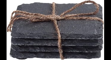 Glasonderzetters Leisteen Vierkant - 10 x 10 cm - Set 4 stuks