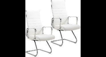 SVITA OFFICE COMFORT 2x Bezoekersstoel Kunstleder Cantilever met Armleuningen Wit