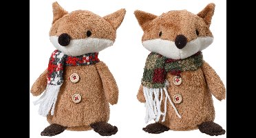 Decoris - Vos Staand Kerst - Set van 2 - H15 cm
