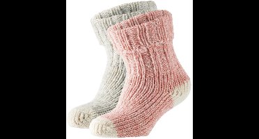 Apollo - Wollen - Sokken - Baby - Roze - Grijs - Maat 50/56