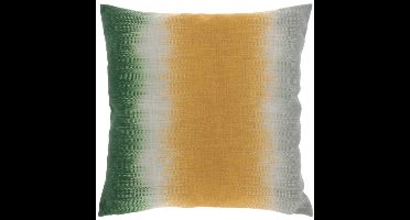 Unique Living | Kussen Linnen Print - Groen, Geel, Wit - 45x45cm - Kussen woonkamer of slaapkamer