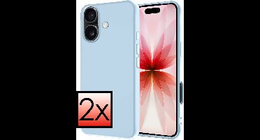Hoesje - 2 Stuks - Geschikt voor Apple iPhone 17 - Sterk & Shockproof - Case Siliconen - Back Cover - Telefoon Hoes - Lichtblauw