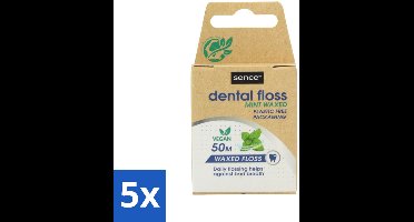5 x Sence - Fresh Mint - Flosdraad - Verfrissend - 50 meter - Flosdraad - Mondhygiëne - Tanden Reinigen - Tandplak Verwijderen - Frisse Mond