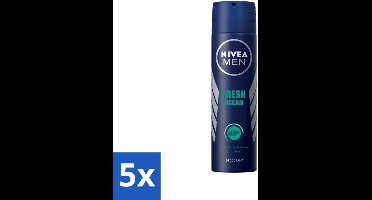 5 x Nivea - Men - Deodorant - Spray - Fresh Ocean - 48 Uur Lang Werkend - 150 ml - NIVEA MEN Deodorant Spray - Fris Geur - 48 Uur Bescherming - Oceaanextracten - Anti-transpirant