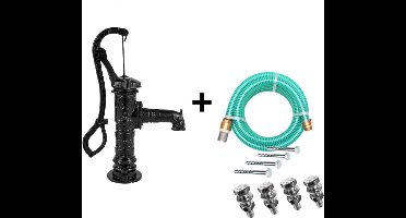 Deltaline Zwengelpomp Gietijzer – Zwart – Retro Handpomp – Inclusief 3 m Zuigslang + Bevestigingsset