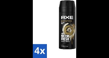 4 x Axe - Deodorant Bodyspray - 48hrs Non Stop Fresh - Gold Temptation - Gold Amber - 150 ml - Axe Gold Temptation - Deodorant Bodyspray - Frisheid - Geur - Geurbescherming