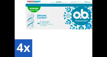 4 x o.b. Tampons - ProComfort Super Plus - Voor Extra Bescherming & Comfort - 16 Tampons - Tampons - Menstruatiebescherming - Extra Bescherming - Comfort - Plantaardige Kern