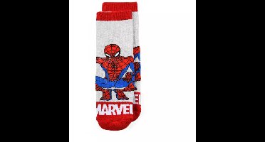 Marvel Spider-Man Anti-Slip Sokken – Grijze Kinder Sokken met Blauwe Grip – Maat 31/34