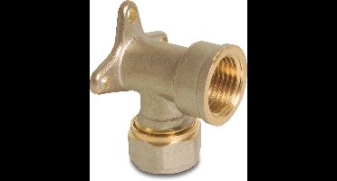 Profec Muurplaat 90° messing vernikkeld 20 mm x 1/2" knel x binnendraad type Alu-PE-X