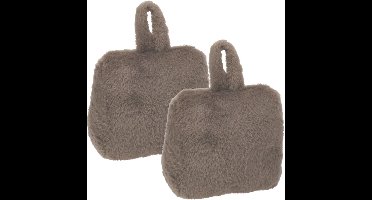 Home & Styling Fake Fur Deurstopper - 2x - 1 kg - grijs - stof - gewicht - 7 x 17 cm - deurstop