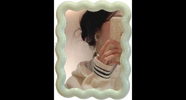 S&E Make-up Spiegel met Golvend Ontwerp – Compact & Decoratief - Groen