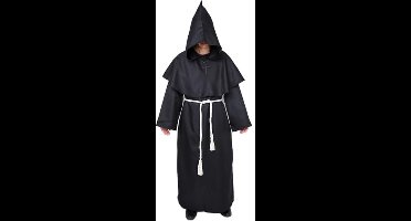 Myir JUN Monnik Kostuum voor Heren, Priester Cape met Capuchon Volwassenen Halloween Kostuum Monnik Outfit Carnavalskleding (Zwart, XL)