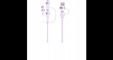 P4Y 6-in-1 USB-kabel: USB-C, Lightning, MicroUSB, 2m, Paars