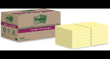 Post-it Super Sticky Notes Recycled | 70 vel | ft 47 | 6 x 47 | 6 mm | geel | pak van 12 blokken