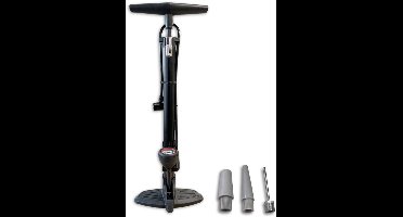 Typhoon Hogedrukpomp met manometer - Stalen buis - Max 6 bar - Zwart - Universeel ventiel - Inclusief adapters