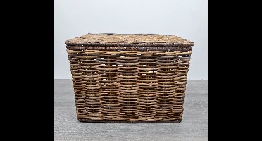 MigoStyling - Opbergmand - Fietsmand - Met Deksel - 55x40xH40 cm - Riet - Rotan - Rechthoek - Brown