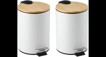 Alpina Pedaalemmer – Set van 2 Stuks – 3 Liter – Compacte Afvalemmers met Voetpedaal – Voor Badkamer, Toilet of Keuken