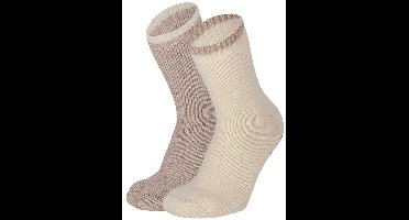 Apollo dames huissokken - alpaca wol - 2pack - multi beige - anti slip - maat 35/38