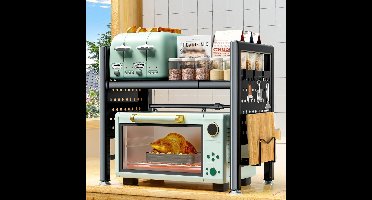 magnetronrek - magnetronstandaard - 2-laags - zwart - 40-65 cm - met 6 haken