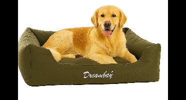 Hondenmand – orthopedisch hondenkussen Dreambay® Olijfgroen 120x95cm – afneembare hoes & waterafstotend – duurzaam Europees design