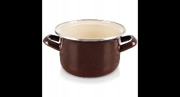 Bruine Emaille Pan 16 cm - 1,4L - Verzonden voor alle doeleinden