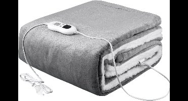 JVJH Elektrische deken 180×130 cm, 6 temperatuurstanden, timer van 1-9 uur, automatische uitschakeling, machinewasbaar, zachte flanellen sherpa, volledige lichaamswarmte 30-50°C, elektrische deken met automatische uitschakeling