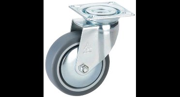 Bokwiel 100 mm - 55 kg - verzinkt staal - rubber wiel – Dörner & Helmer