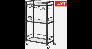 Hoppa! Serveerwagen - Multifunctioneel - Zwart - 43 x 33 x 84 cm (L x D x H)