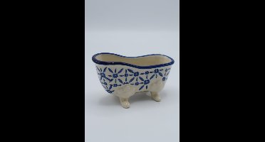 Zeepbakje Zeepschaaltje Badkuip Bad Wit Aardwerk met Motief blauw