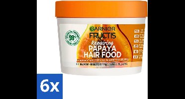 Garnier - Fructis Hair Food Papaya - 3-in-1 Haarmasker - Beschadigd Haar - 400 ml - Voordeelverpakking - 6 stuks