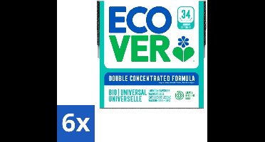 Ecover - Waspods - Universeel - Geconcentreerde formule - 34 wasbeurten - Voordeelverpakking - 6 stuks
