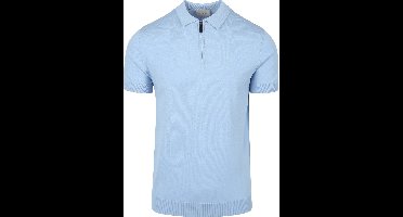 Suitable Knitted Half Zip Polo Lichtblauw - Maat M - Heren - Polo shirt Heren met Korte mouw