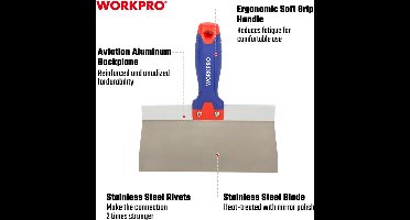 WORKPRO WP321035 Afstrijkmes RVS 350 mm softgrip handvat