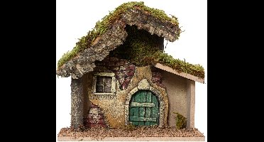 Decoris Lege kerststal – 23 x 11 x 21 cm – hout/mos – zonder beelden - kerststalletjes