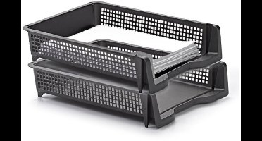 Kantoor postbakjes - 4x - A4 formaat - Antraciet - Stapelbaar brievenbakjes - Kantoorartikelen - Kunststof