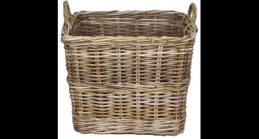 Migo Styling - Houtmand - Met wielen - vierkant - 50x50x50 cm - Riet - Rotan