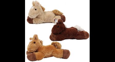 PIA Soft Toys - Set van 3 Pluche Paarden Knuffels - liggend - 3 ass. - 20 cm
