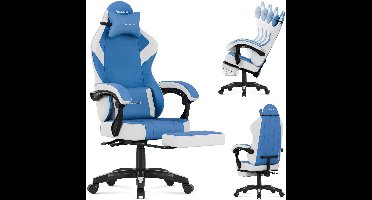 Huzaro Force 3.7 Blue - ergonomische gamestoel met voetsteun, kantelfunctie en kussens voor nek en rug