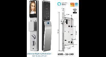 Slimme Deurslot – Elektronisch Slot – Toegangssysteem – Biometrisch Slot – Digitaal Deurslot – 3D Gezichtsherkenning – IP67 Waterdicht Aluminiumslot - 22x240 - 6085 insteek