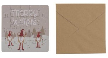 kerstkaart, puzzel, 15 cm x 15 cm