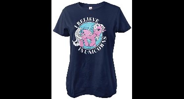 My Little Pony Damen I Believe In Unicorns Girly Tee Navy-M