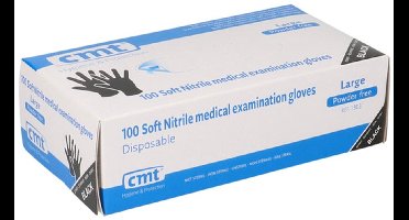 CMT Soft Nitril Handschoenen Poedervrij - Maat L - Zwart