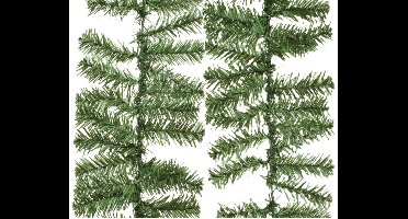 Everlands Dennenslinger/dennen guirlande - 2x - groen - 270 x 9,5 cm - PVC - 160 tips