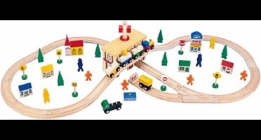 Mentari Treinset - Houten treinbaan met accessoires - 71-delig - 6115