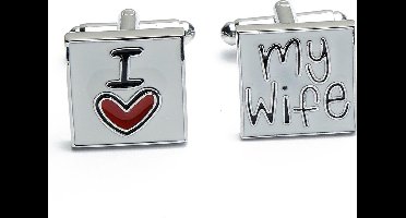 Manchetknopen - I Love My Wife Wit Rood