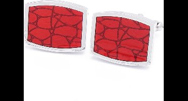 Manchetknopen - Rode Glanzende Asymetrische Vlakken Rechthoekig
